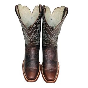 Ariat Men’s Brown Leather Western Cowboy Boots Square Toe Size 7B
